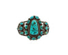 Navajo Bracelet, Blue Gem Turquoise, Twenty Stones, Cluster, Circa 1940s, 6 9/16"