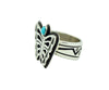 Aaron John, Ring, Turquoise, Butterfly, Silver, Navajo Made, Adjustable
