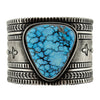 Julian Chavez, Bracelet, Kingman Turquoise, Stamping, Navajo Handmade, 7 1/4"