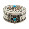 Wilford Begay, Container w/Lid, Ceremonial Basket, Turquoise, Navajo, 2 1/2"