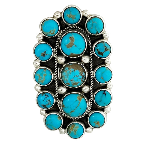 Geraldine James, Cluster Ring, Kingman Turquoise, Navajo Handmade, 8