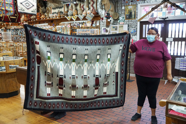 Lolita Williams, Navajo Holy Person, Yei’ Weaving, Handmade, Wool, 55” x 71”
