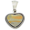Leonard Nez, Pendant, Bumble Bee Jasper, Heart, Silver, Navajo Handmade, 2"