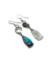 Selena Warner, Dangle Earrings, Kingman Turquoise, Navajo Handmade, 2 5/8"