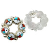 Janice Lalio, Earrings, Sunface, Coral, Turquoise, Silver, Zuni Handmade, 7/8"