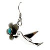 Jerry Begay, Pierced Earrings, Flower Blossom, Hummingbird, Navajo Made, 1 5/8"