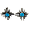 Lester James, Earring, New Mexico Zia, Sterling Silver, Navajo Handmade, 1 3/8"
