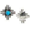 Lester James, Earring, New Mexico Zia, Sterling Silver, Navajo Handmade, 1 3/8"