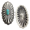 Rita Lee, Earrings, Concho Design, Kingman Turquoise, Navajo Handmade, 2 1/2"