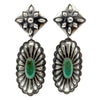 Rita Lee, Dangle Earrings, Pierced, Turquoise, Silver, Navajo Handmade, 4"