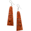 Jameson Pete, Apple Coral Tab Earrings, French Hooks, Navajo Handmade, 3 1/4"