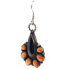 Devin Brown, Earrings, Orange Spiny Oyster Shell, Onyx, Navajo Made, 2 3/8"