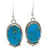 Marcella James, Earrings, Kingman Turquoise, Silver, Navajo Handmade, 3"