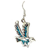 Clifton Singer, Earrings, Eagle, Turquoise Chip Inlay, Navajo Handmade, 2 1/8"