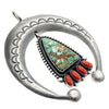 Ernest Roy Begay, Pendant, Naja, Royston Turquoise, Coral, Navajo Made, 4 1/4"