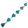 Selena Warner, Link Bracelet, Kingman Turquoise, Silver, Navajo Made, 7 1/4"