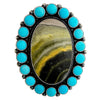 Anthony Skeets, Ring, Bumble Bee Jasper, Turquoise, Navajo Handmade, 9