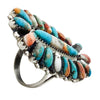 Davin Benally, Cluster Ring, Mohave Turquoise, Navajo Handmade, 9 1/2