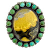 Anthony Skeets, Ring, Bumble Bee Jasper, Turquoise, Cluster, Navajo Made, 8