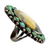 Anthony Skeets, Ring, Bumble Bee Jasper, Turquoise, Cluster, Navajo Made, 8
