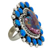 Miranda Benally, Cluster Ring, Mohave Turquoise, Opal, Navajo Made, Adjustable
