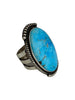 Herman Smith, Ring, Revival Style, Easter Blue Turquoise, Navajo Handmade, 7 1/2