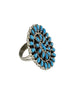 Eldon James, Cluster Ring, Kingman Turquoise, Silver, Navajo Handmade, 9