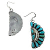 Zeita Begay, Pierced Earrings, Dangle, Turquoise Cluster, Navajo Made, 2 3/8"