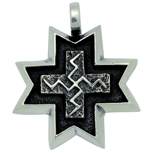 Aaron Anderson, Pendant, Double Cross, Tufa Carved, Cast, Navajo Made, 1 3/4
