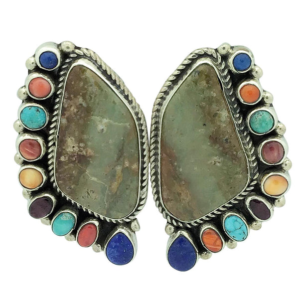Vernon, Clarissa Hale, Earrings, Turquoise, Lapis, Shell, Coral, Navajo Made, 2