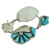 Robert Eustace, Earrings, Carved Turquoise Leaves, Sleeping Beauty, Zuni, 1 5/8"