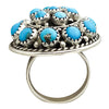 Nora Tsosie, Ring, Kingman Turquoise, Cluster, Silver, Navajo Handmade, 8 1/2