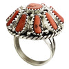 Nora Tsosie, Ring, Mediterranean Coral, Cluster, Silver, Navajo Handmade, 7