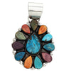 Selena Warner, Pendant, Cluster, Turquoise, Shell, Navajo Handmade, 2 3/4"