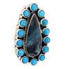Geraldine James, Earrings, Ocean Jasper, Turquoise, Navajo Handmade, 1 7/8"