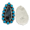 Geraldine James, Earrings, Ocean Jasper, Turquoise, Navajo Handmade, 1 7/8"