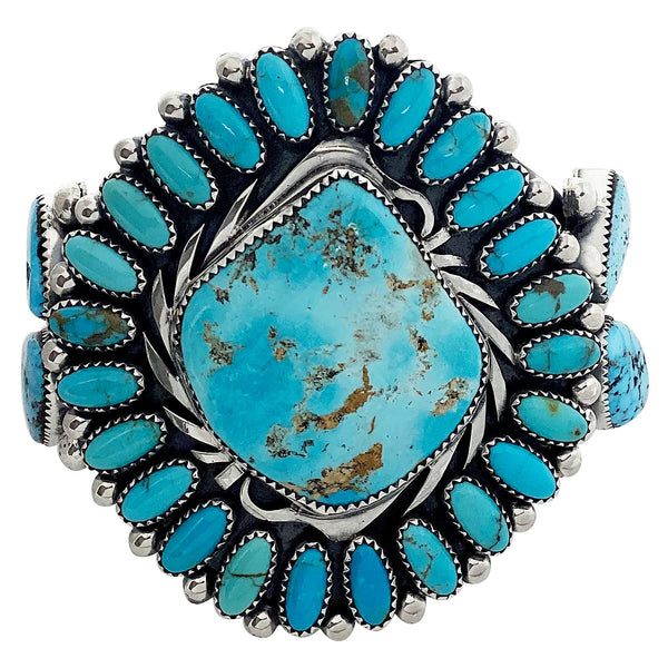 Marcus Chavez, Bracelet, Kingman Turquoise, Cluster, Navajo Handmade, 6 3/4