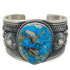 Derrick Gordon, Bracelet, Bisbee Turquoise, Silver Ingot, Navajo Made, 6 3/4”
