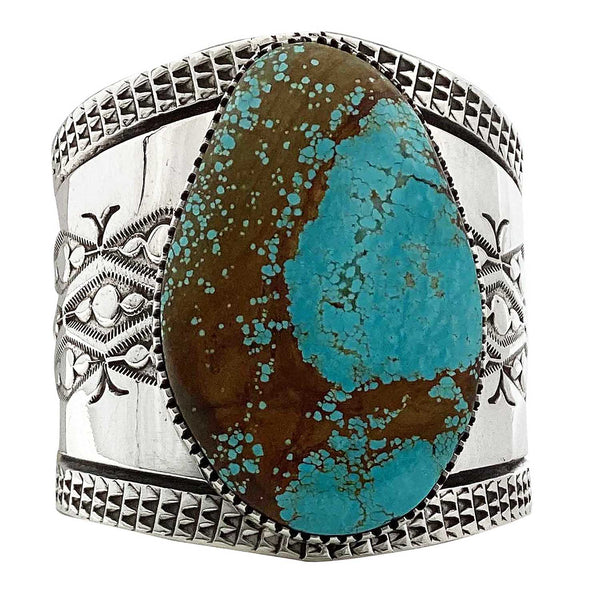 Stanford Yazzie, Bracelet, Large, Number Eight Turquoise, Navajo Made, 6 7/8