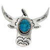 Franklin Crowther, Pendant, Bull, Kingman Turquoise, Navajo Handmade, 2"