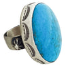 Julian Chavez, Ring, Morenci Turquoise, Stamping, Old Style, Navajo Handmade, 6