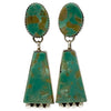 Selena Warner, Dangle Earrings, Green Kingman Turquoise, Navajo Made, 2"