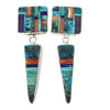 Olivia Whitethorne, Earrings, Turquoise, Mosaic Inlay, Navajo Handmade, 3 3/8"