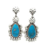 Thomas Jim, Earrings, Kingman Turquoise, Navajo Handmade, 2 3/8" x 1 1/8"vv