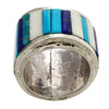 Hank Whitethorne, Inlay Ring, Wide Band, Coral, Shell, Turquoise, Lapis, 11 1/2