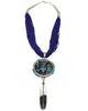 Ervin Tsosie, Necklace, Reversible Pendant, 50 Strand Lapis, Navajo Made, 25"