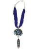 Ervin Tsosie, Necklace, Reversible Pendant, 50 Strand Lapis, Navajo Made, 25"