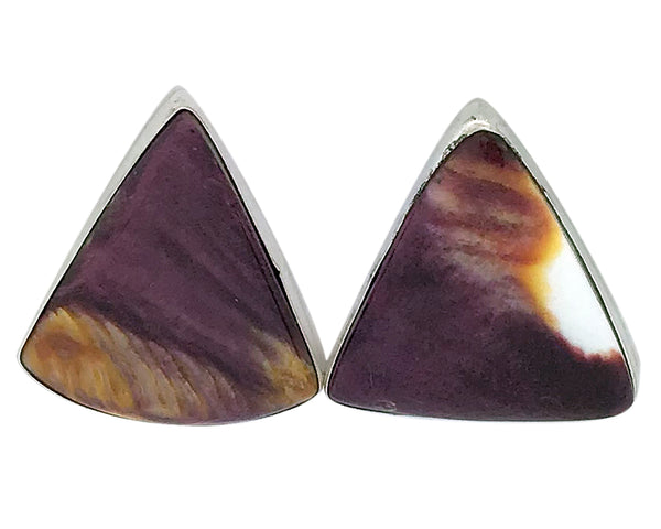 Fred Begay, Pierced Earrings, Purple Spiny Oyster Shell, Navajo Handmade, 1