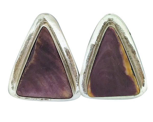 Andy Cadman, Earrings, Purple Spiny Oyster Shell, Navajo Handmade, 1 3/8