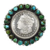 Phillip Yazzie, Bracelet, Silver Dollar, Sonoran Gold Turquoise, Navajo, 6 1/2"